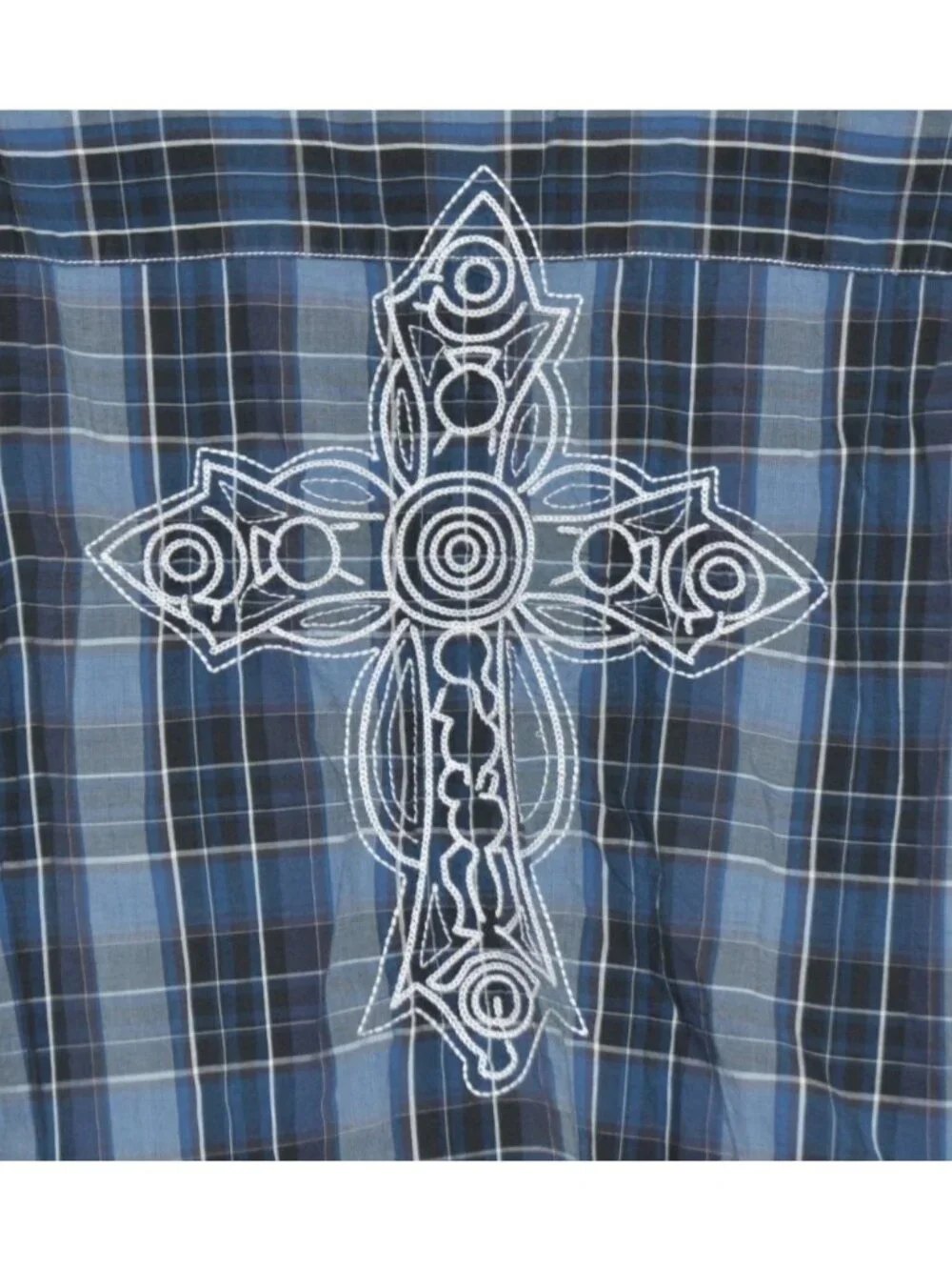 BKE Athletic Fit Mens Blue Plaid Pearl Snap Western Shirt Size XXL Embroidered